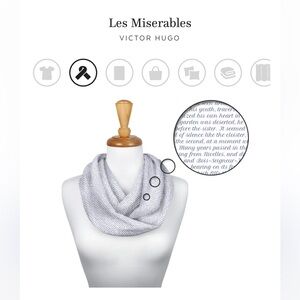 New Les Miserables Knit Infinity Scarf blue lettering